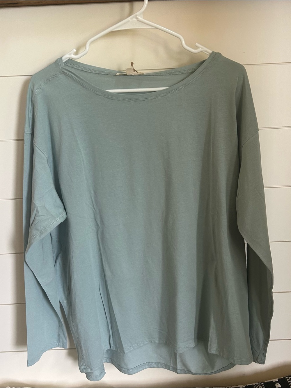 Easel Long Sleeve Lightweight Top in Sage Green